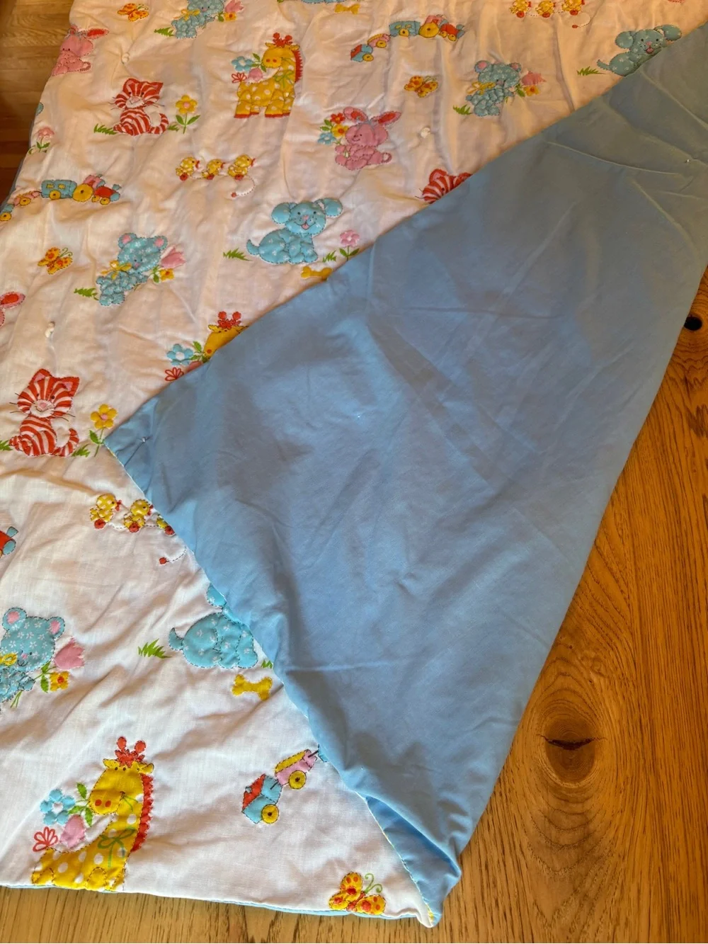 Vintage 90’s Baby Blanket, Quilted Animals And Toys 41x51